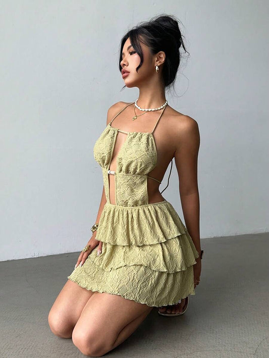 Aloruh – Robe de vacances en tricot jacquard sans dos avec design élégant et coupe moderne