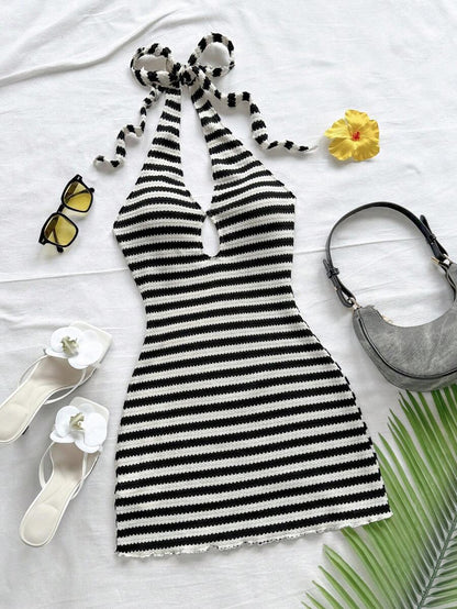 BACHINA – Robe mini sans bretelles à épaules dénudées et dos nu
