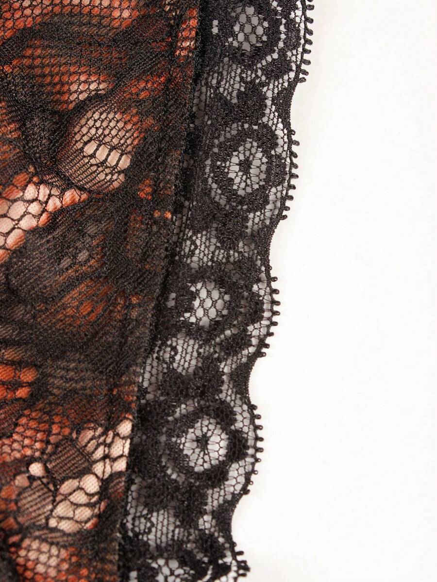 SHEIN - Robe moulante Patchwork transparent et manches courtes, imprimé léopard