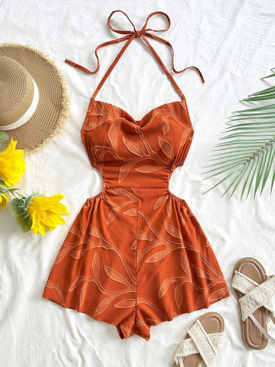 Soleia – Combi-short ample à dos nu avec liens et découpes à la taille