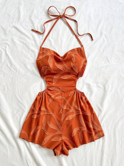 Soleia – Combi-short ample à dos nu avec liens et découpes à la taille