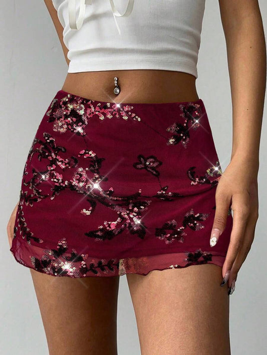 Aloruh – Jupe mini d'été en coton avec broderie perlée et coupe fluide