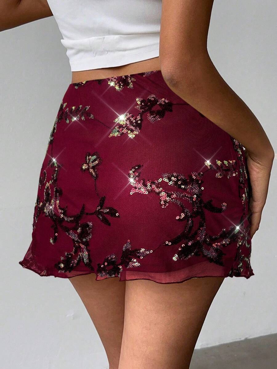 Aloruh – Jupe mini d'été en coton avec broderie perlée et coupe fluide