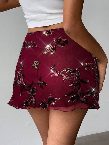 Aloruh – Jupe mini d'été en coton avec broderie perlée et coupe fluide