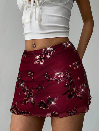 Aloruh – Jupe mini d'été en coton avec broderie perlée et coupe fluide