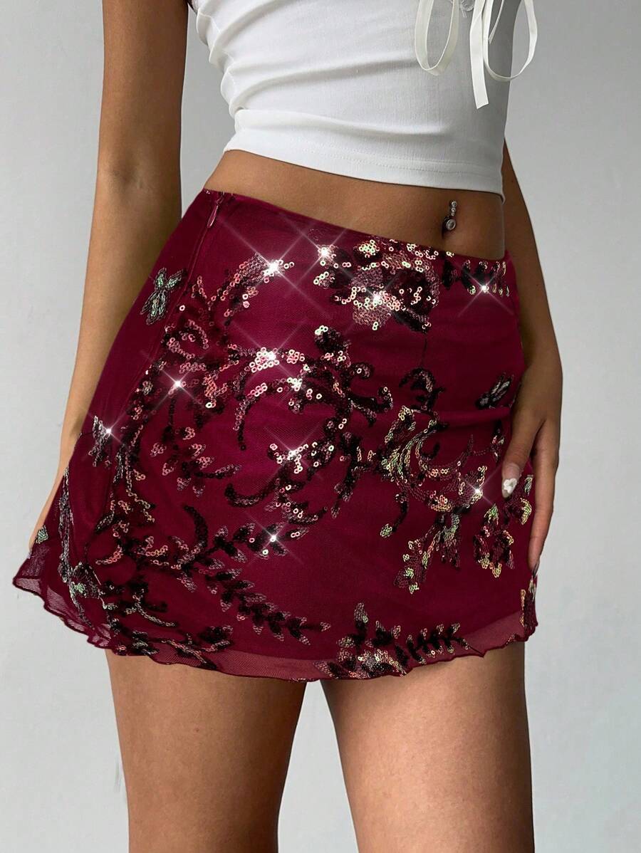 Aloruh – Jupe mini d'été en coton avec broderie perlée et coupe fluide