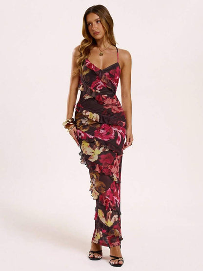 SHEIN BAE – Robe mi-longue à volants superposés pour sorties et vacances