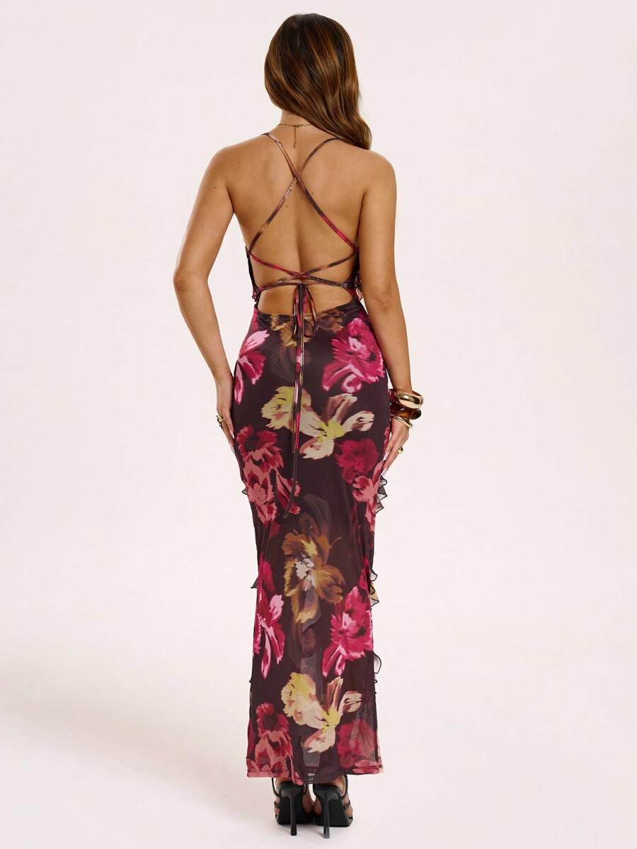 SHEIN BAE – Robe mi-longue à volants superposés pour sorties et vacances