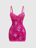 Amplova – Robe mini moulante en maille tropicale avec détails en dentelle