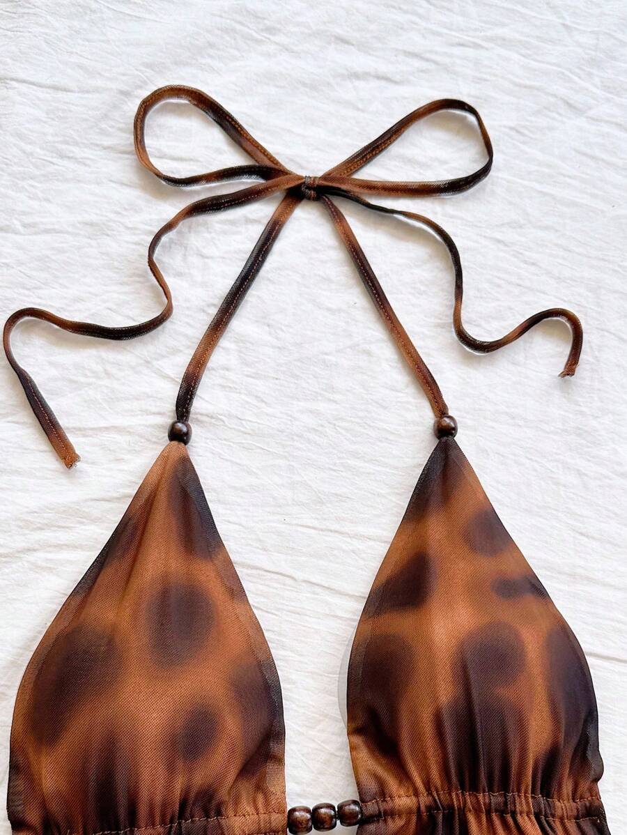 Soleia – Robe dos nu à col ras-du-cou en jersey avec design tie dye