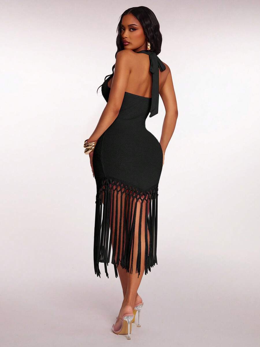 Radiana – Robe bohème en crochet avec ourlet à franges fluide