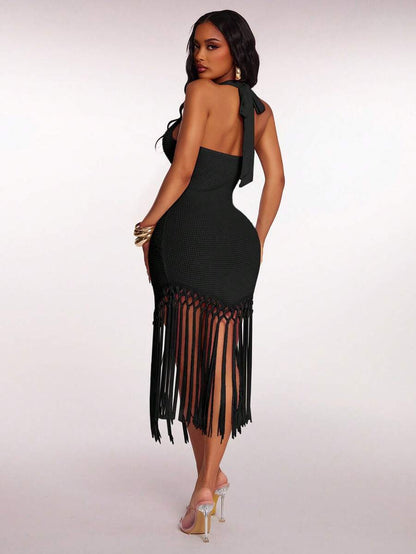 Radiana – Robe bohème en crochet avec ourlet à franges fluide