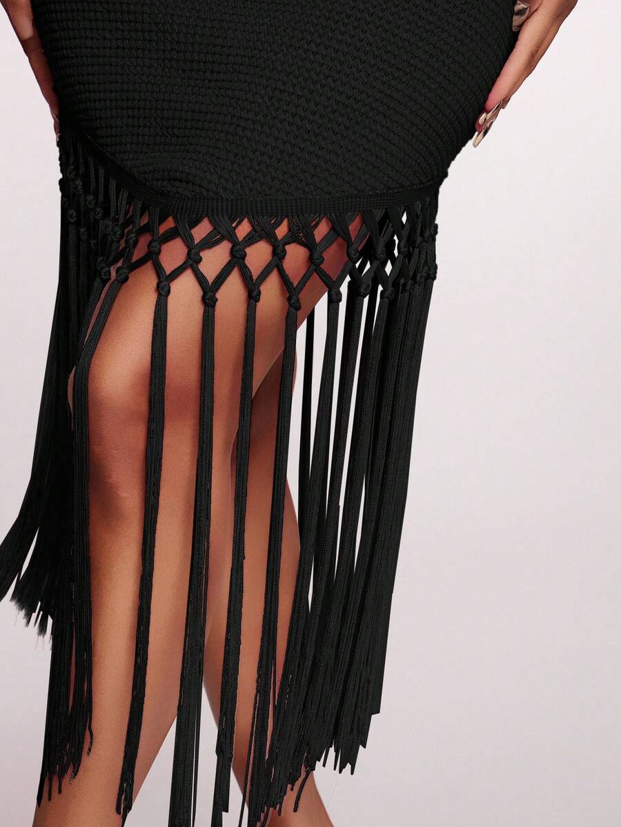 Radiana – Robe bohème en crochet avec ourlet à franges fluide