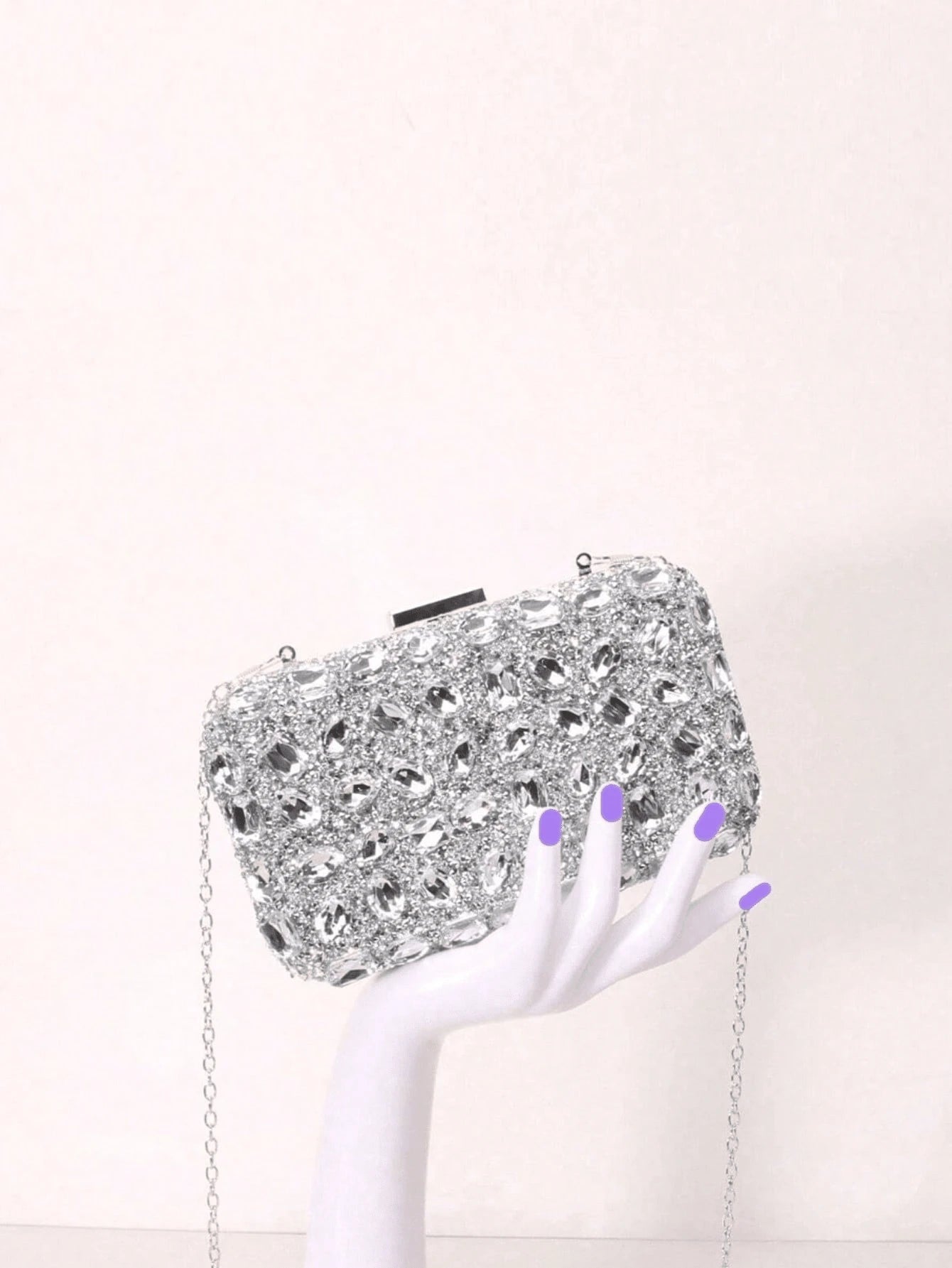 Dedoo – Sac de soirée ovale en strass avec chaîne dorée et design tournesol