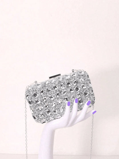 Dedoo – Sac de soirée ovale en strass avec chaîne dorée et design tournesol