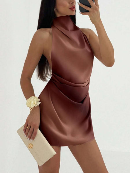 Aloruh – Robe mini décontractée dos nu avec lien et motif imprimé