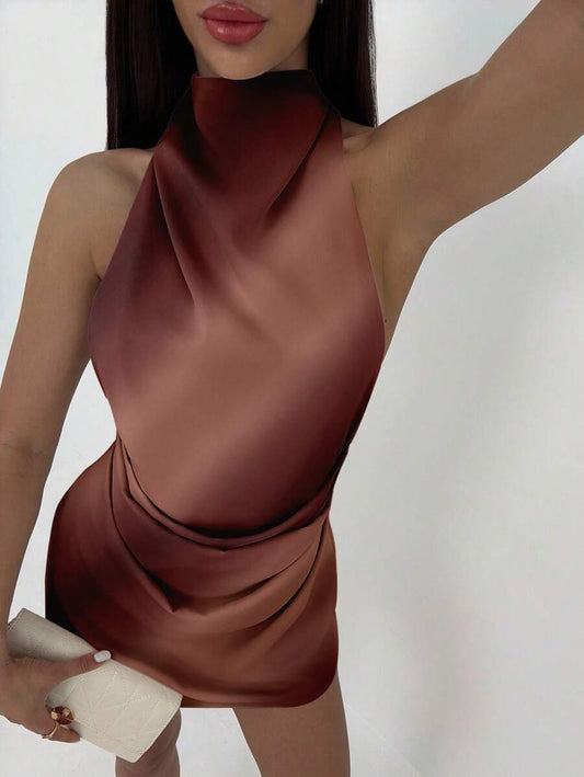Aloruh – Robe mini décontractée dos nu avec lien et motif imprimé