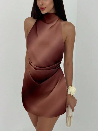 Aloruh – Robe mini décontractée dos nu avec lien et motif imprimé