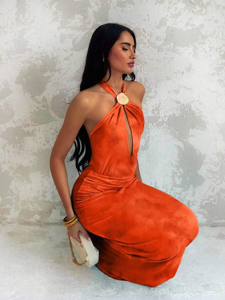 Glamine – Robe d'été à bretelles fines avec décoration de coquillages et motif floral aléatoire