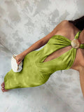 Glamine – Robe d'été avec décoration de coquillages et col ras-du-cou
