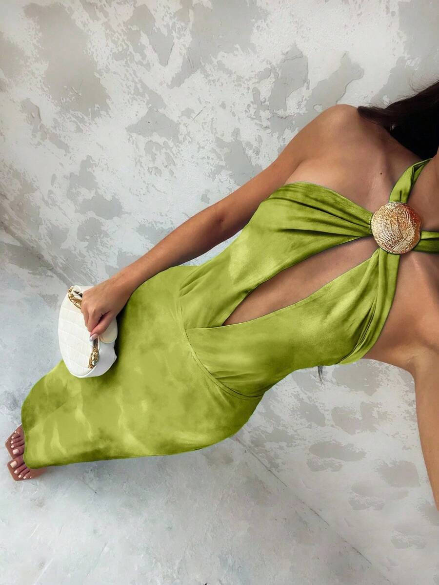 Glamine – Robe d'été avec décoration de coquillages et col ras-du-cou