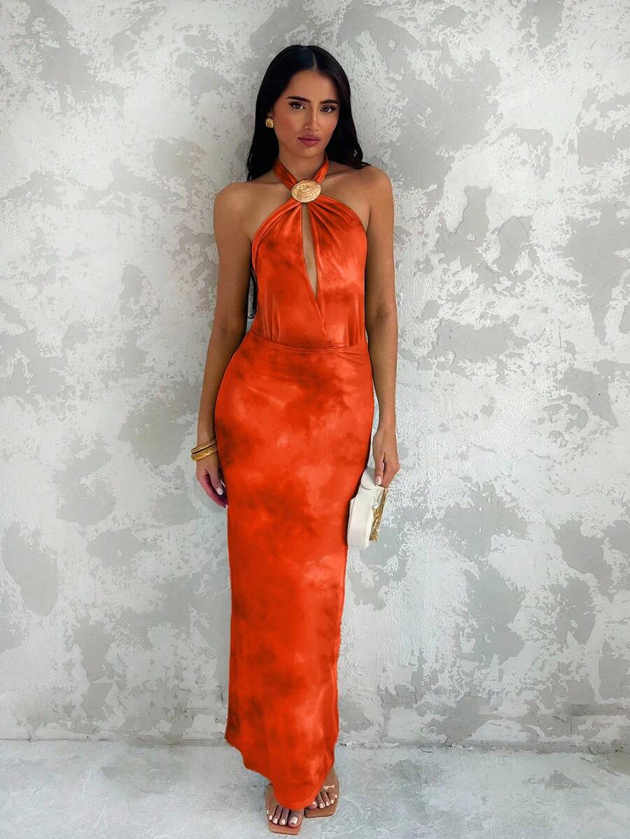 Glamine – Robe d'été à bretelles fines avec décoration de coquillages et motif floral aléatoire