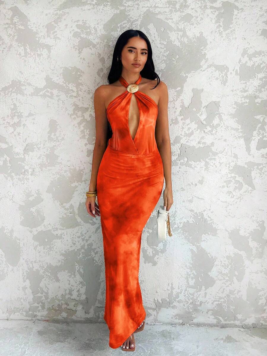 Glamine – Robe d'été à bretelles fines avec décoration de coquillages et motif floral aléatoire