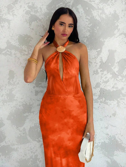 Glamine – Robe d'été à bretelles fines avec décoration de coquillages et motif floral aléatoire