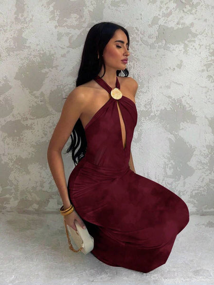 Glamine – Robe à encolure ras-du-cou avec décoration coquillage et motif floral aléatoire