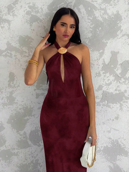 Glamine – Robe à encolure ras-du-cou avec décoration coquillage et motif floral aléatoire