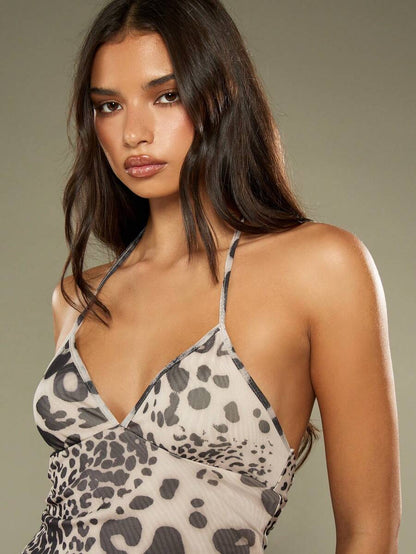 MISSGUIDED – Débardeur animalier à encolure ras-du-cou et dos nu