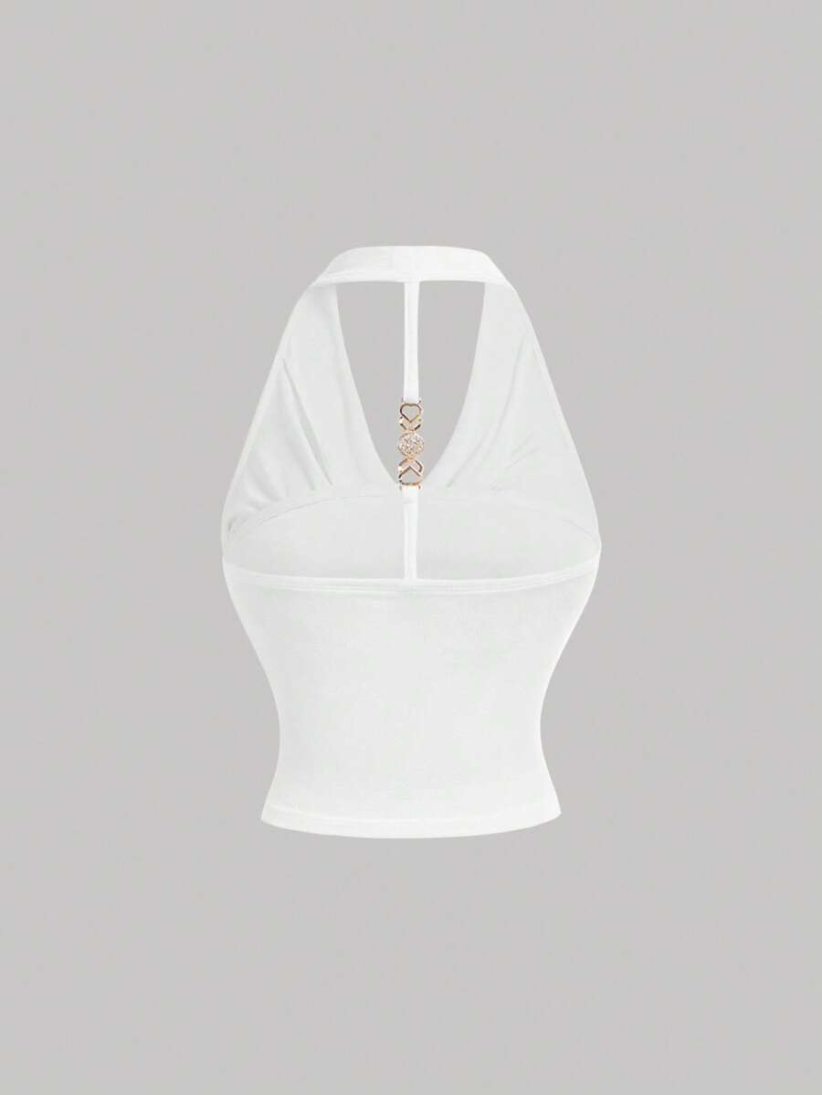 SHEIN MOD – Débardeur dos nu avec décoration métallique et style tropical