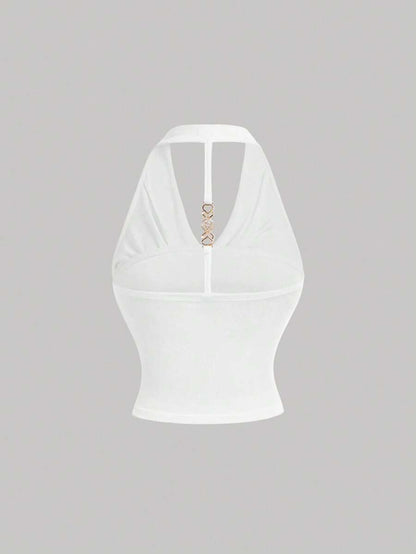 SHEIN MOD – Débardeur dos nu avec décoration métallique et style tropical