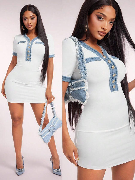 Radiana – Robe moulante casual avec col polo et coupe affinante