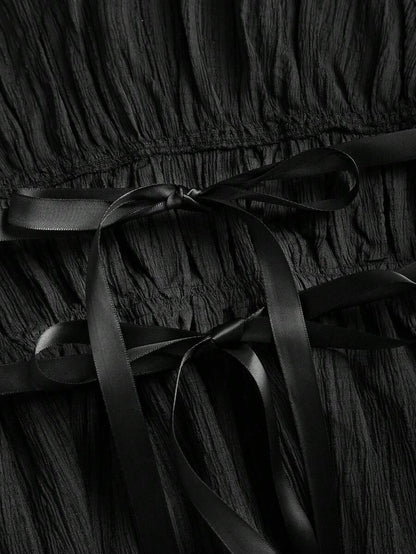 Sweetra – Ensemble décontracté en coupe ample avec jambes larges et lien ajustable