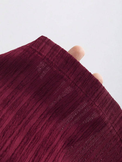 Sweetra – Ensemble 2 pièces avec top buste dégagé et pantalon ample à jambes larges