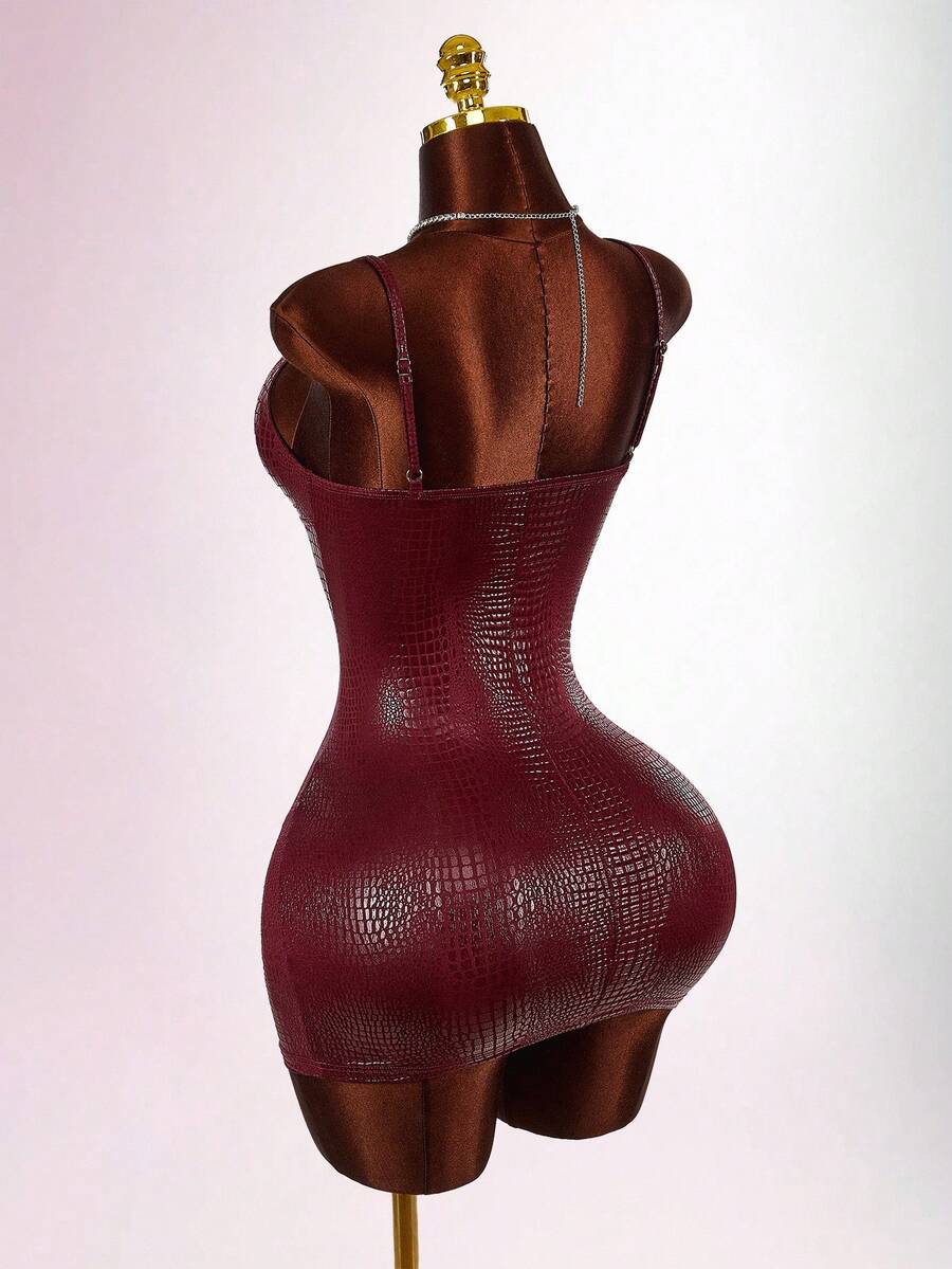 Amplova – Robe mini bustier enduite motif peau de serpent et coupe moulante