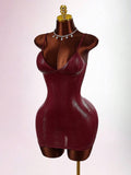 Amplova – Robe mini bustier enduite motif peau de serpent et coupe moulante