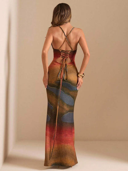 SHEIN BAE – Robe longue moulante à dos nu et col ras-du-cou