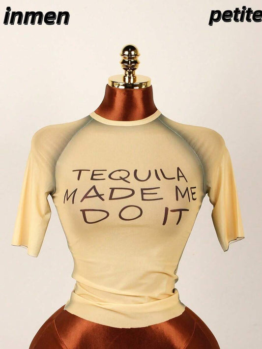 SHEIN – T-shirt graphique transparent en maille à manches courtes pour sorties et concerts