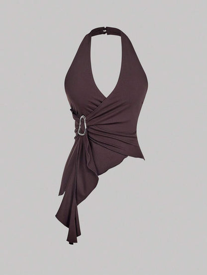 SHEIN MOD – Débardeur asymétrique à boucle métallique décontracté