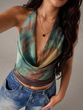 SHEIN BAE – Top sexy à motif tie-dye en tissu léger, idéal pour les fêtes et les occasions spéciales