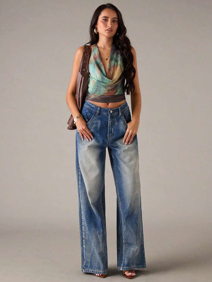 SHEIN BAE – Top sexy à motif tie-dye en tissu léger, idéal pour les fêtes et les occasions spéciales