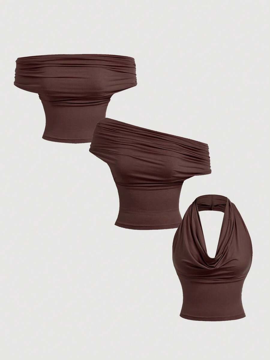 SHEIN MOD – Top décontracté à encolure bénitier et épaules dénudées pour l'été