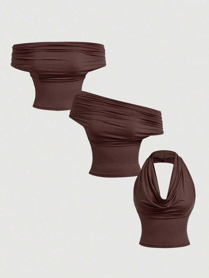 SHEIN MOD – Top décontracté à encolure bénitier et épaules dénudées pour l'été