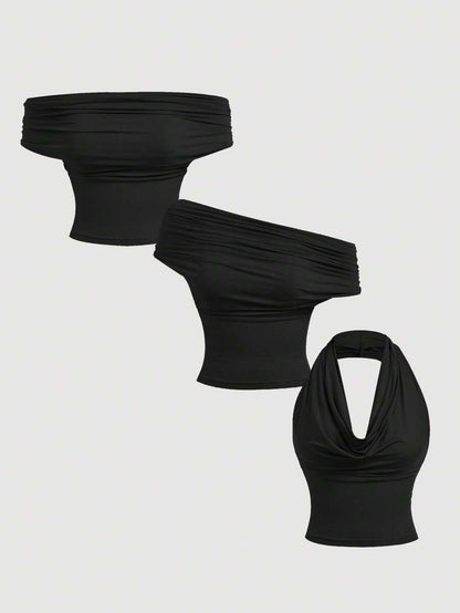 SHEIN MOD – Top décontracté à encolure bénitier et épaules dénudées pour l'été