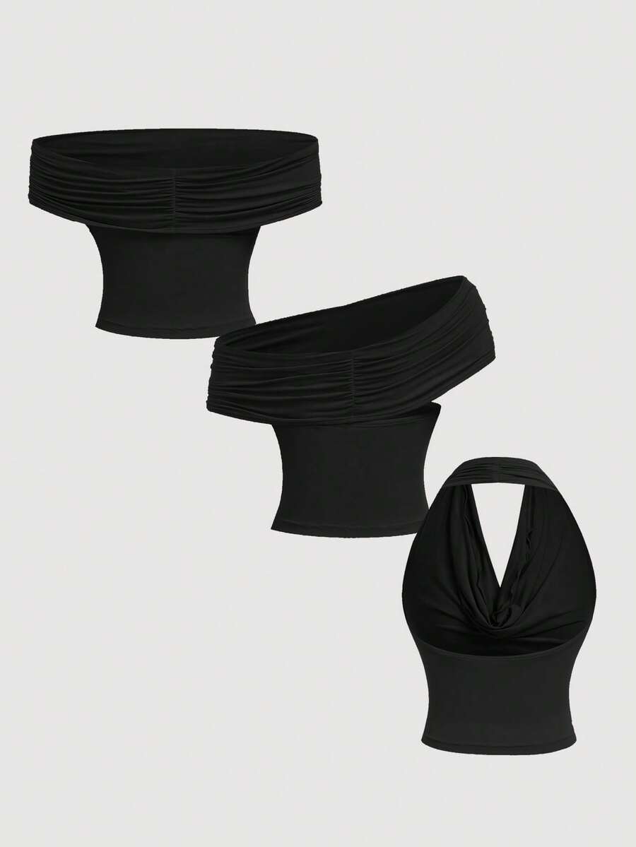 SHEIN MOD – Top décontracté à encolure bénitier et épaules dénudées pour l'été