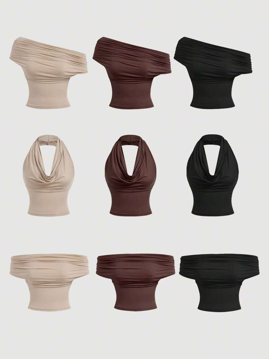 SHEIN MOD – Top décontracté à encolure bénitier et épaules dénudées pour l'été