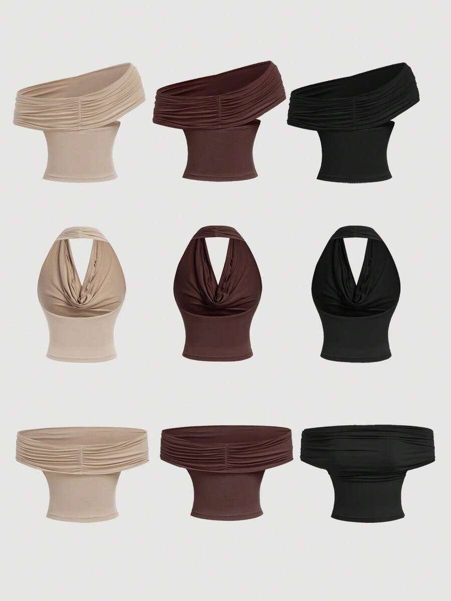 SHEIN MOD – Top décontracté à encolure bénitier et épaules dénudées pour l'été