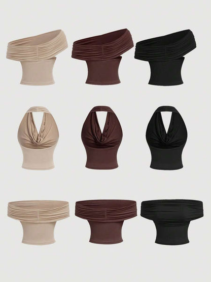 SHEIN MOD – Top décontracté à encolure bénitier et épaules dénudées pour l'été